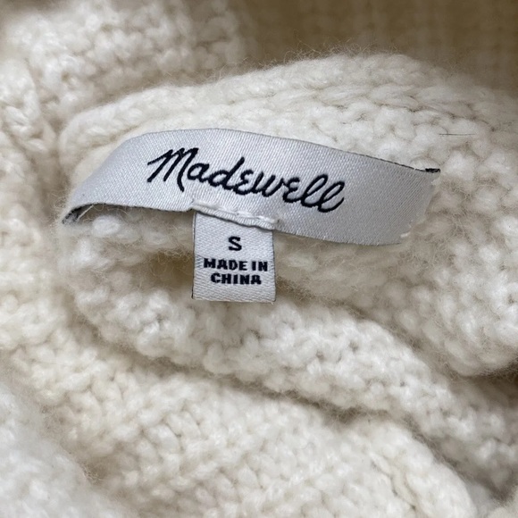 MADEWELL Varick Wool Alpaca Blend Knit Turtleneck Pullover Sweater Size S Ivory - Picture 8 of 10